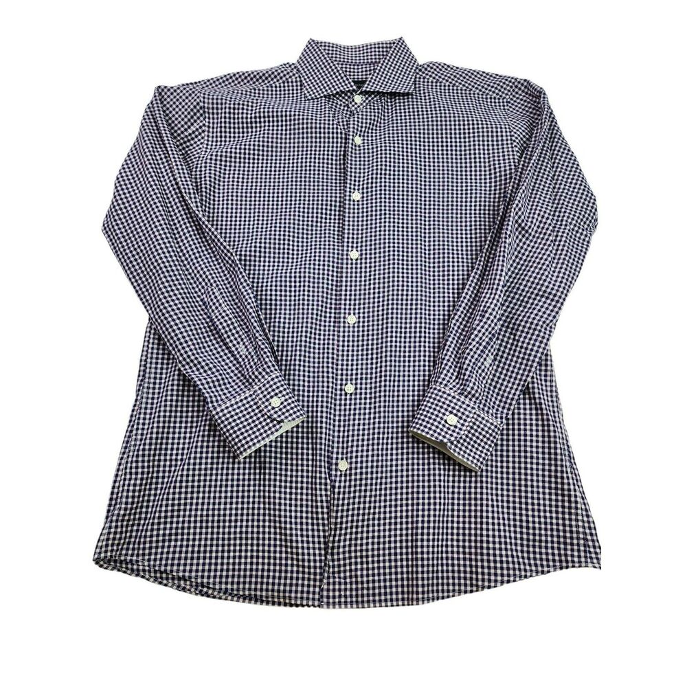 Ermenegildo Zegna Mens‎ XL Purple Checkered Shirt